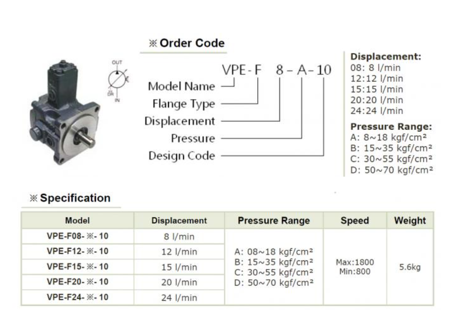 VPE-F35-B-10 YEOSHE Hydraulic Variable Vane Pump